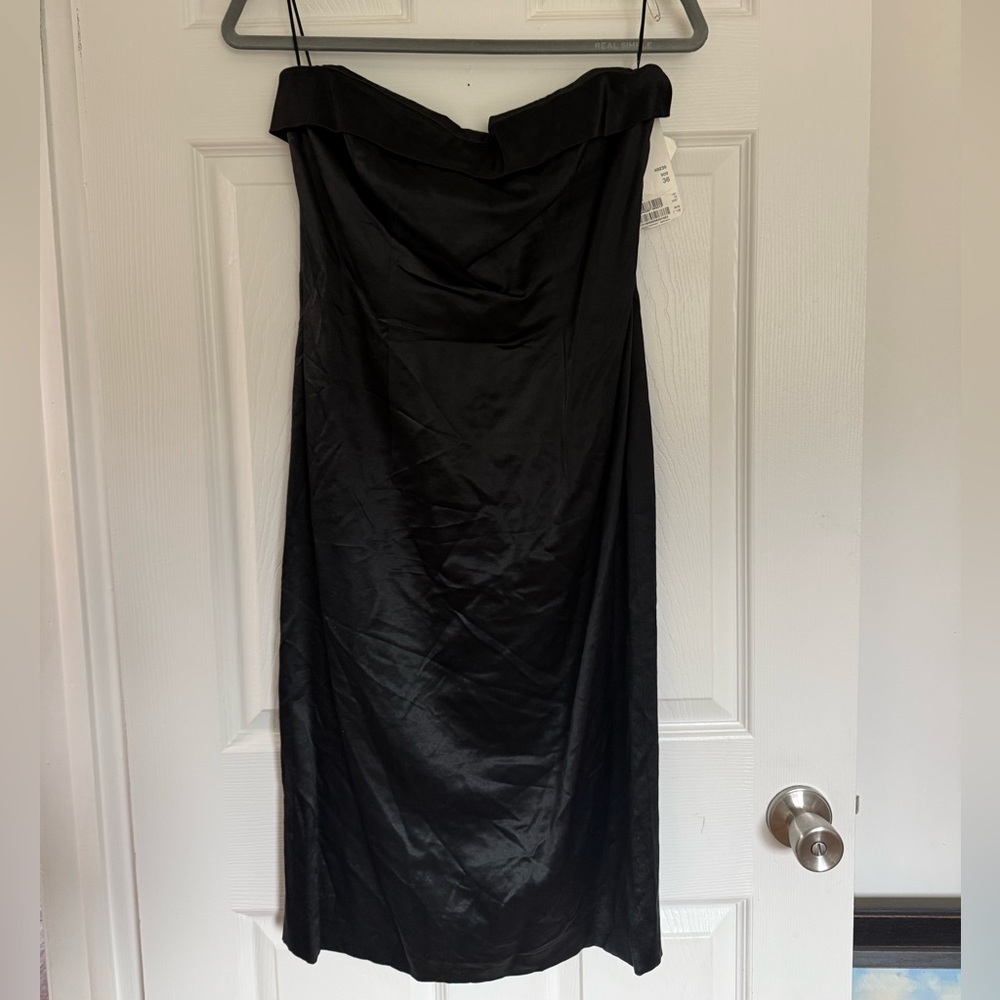 Escada Black Satin Strapless Dress